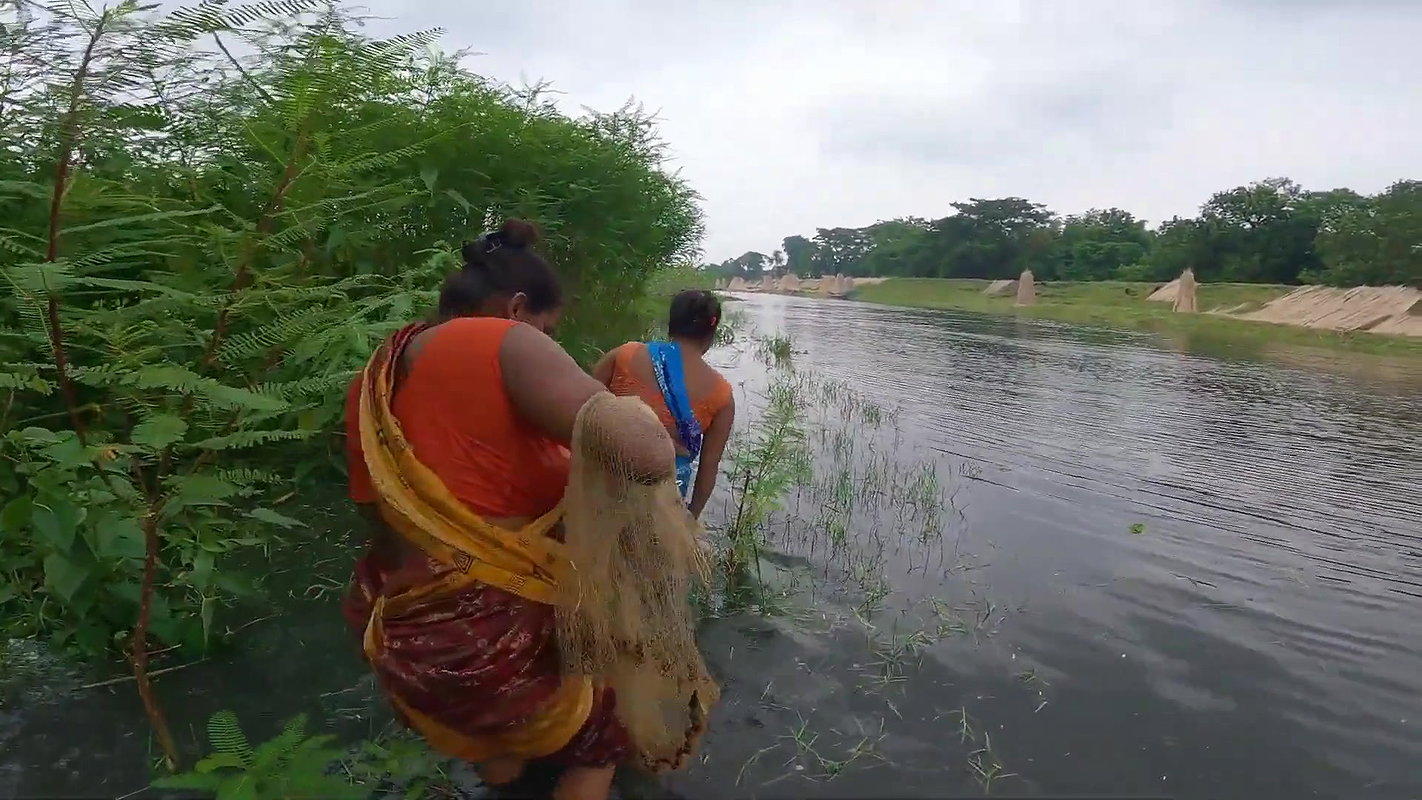 Village Womens Traditional Net Fishing on River