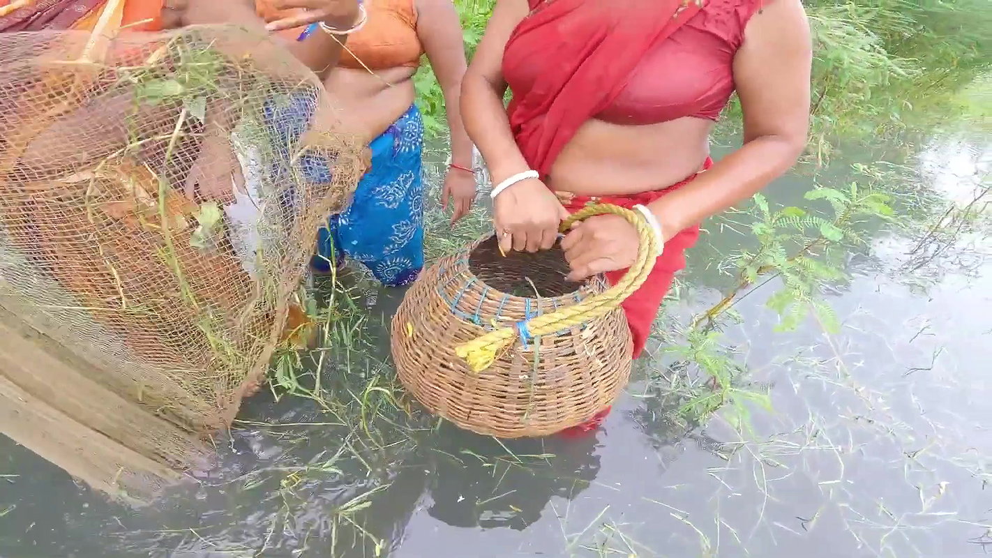 Village Womens Traditional Net Fishing on River