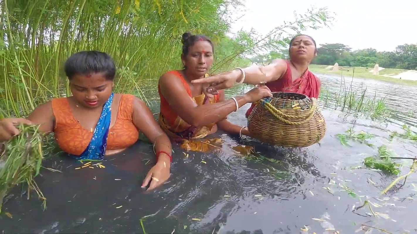 Village Womens Traditional Net Fishing on River