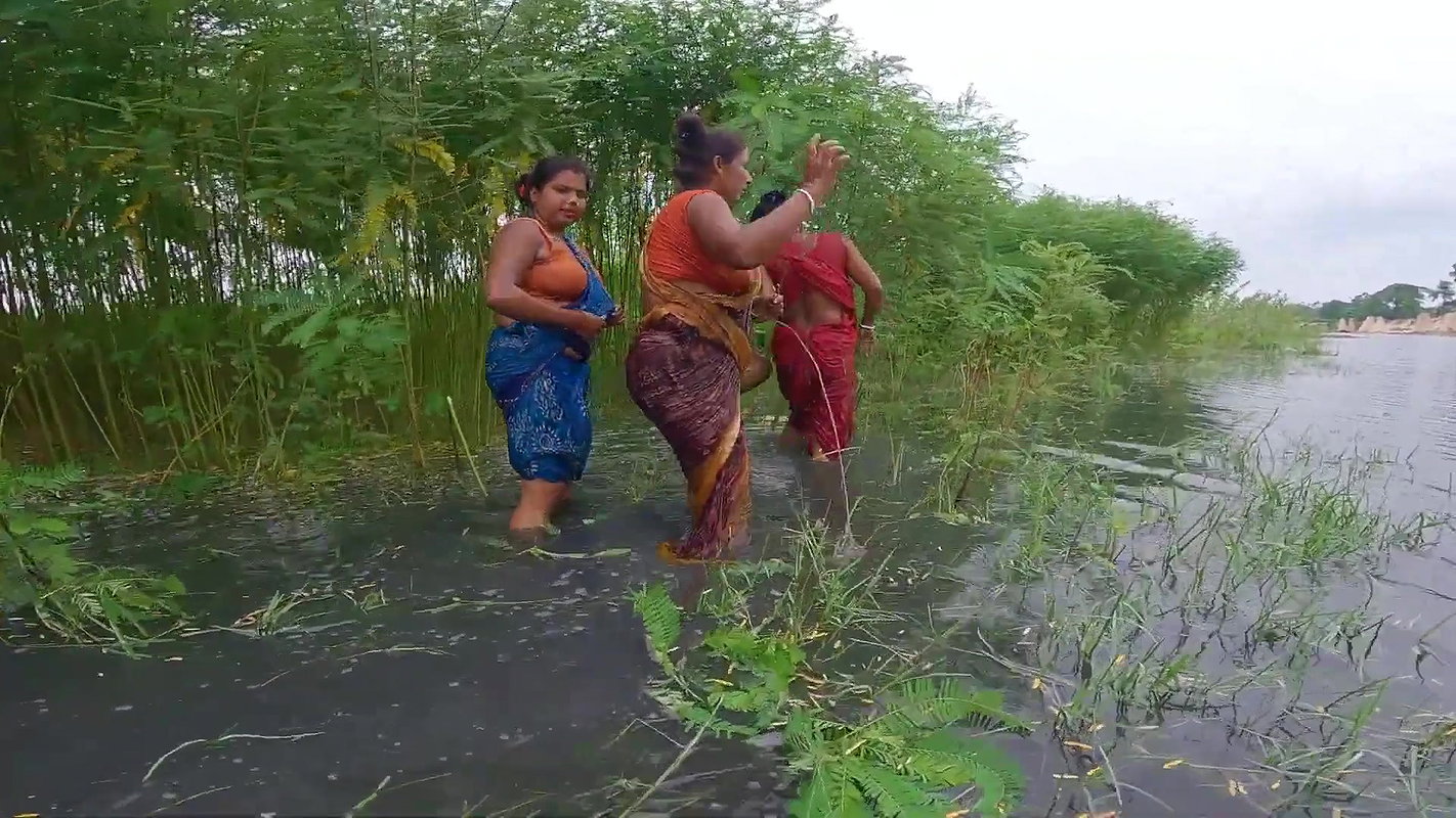 Village Womens Traditional Net Fishing on River