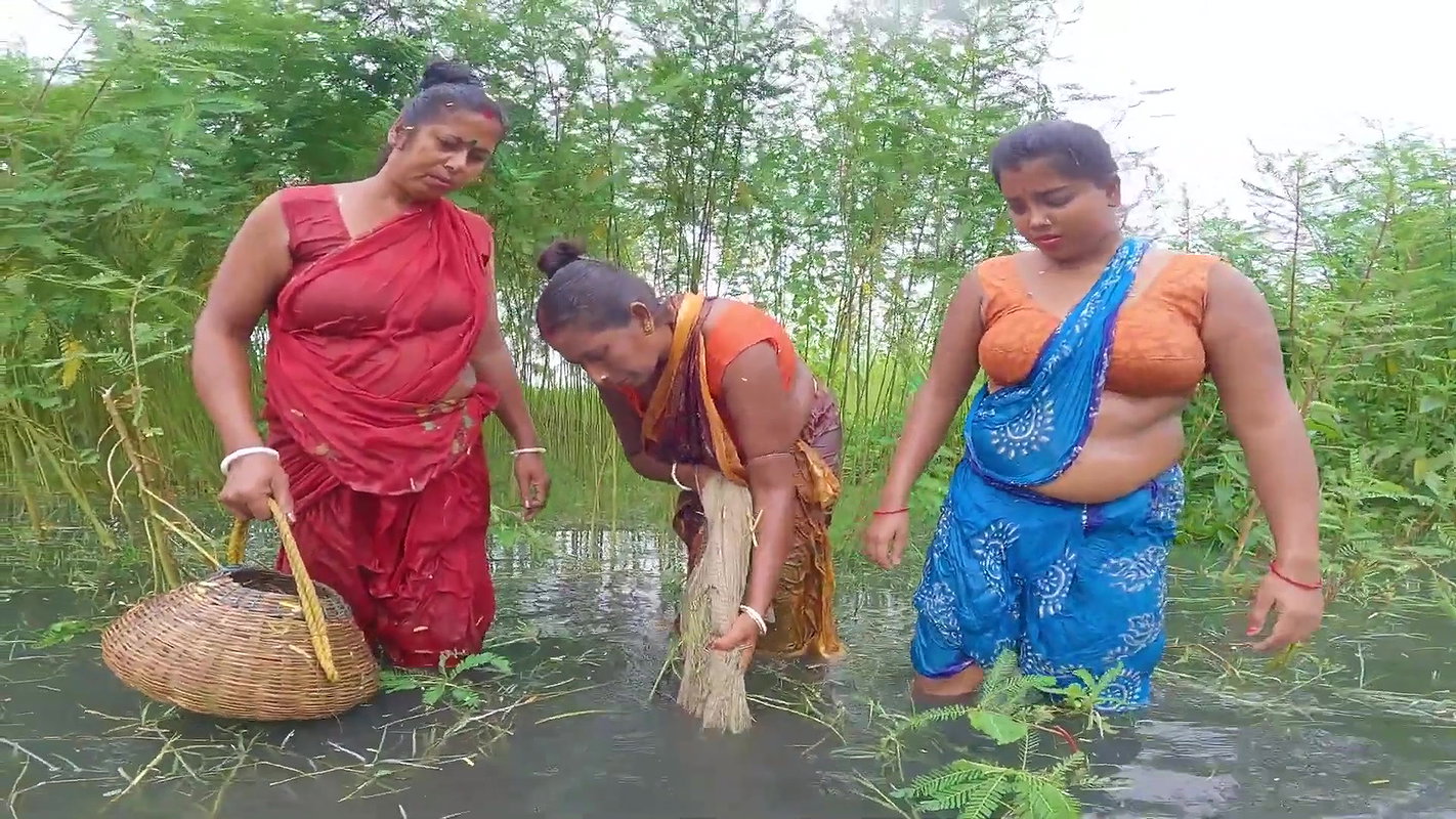 Village Womens Traditional Net Fishing on River