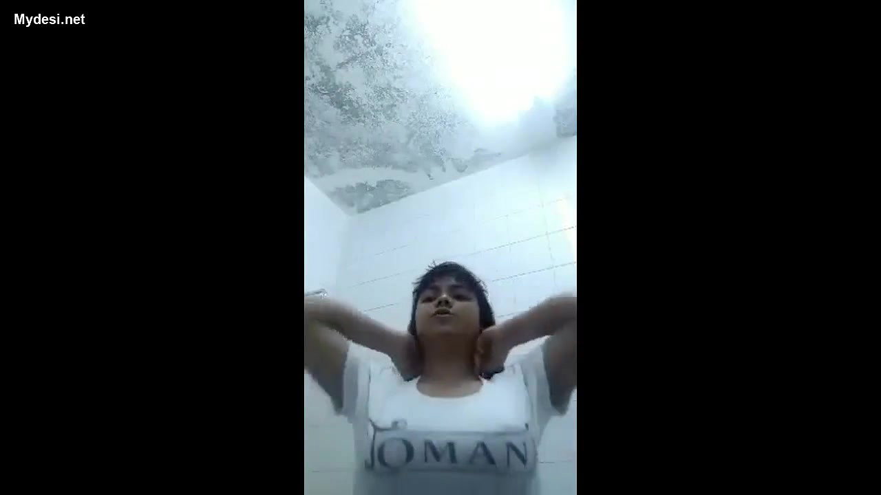 indian girl in bathroom
