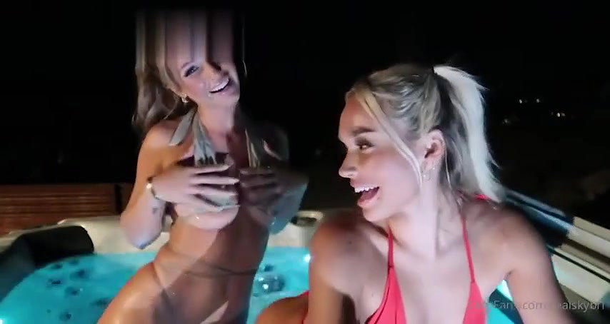 Sky Bri Rara Knupps Lesbian Hot Tub OnlyFans Video Leaked