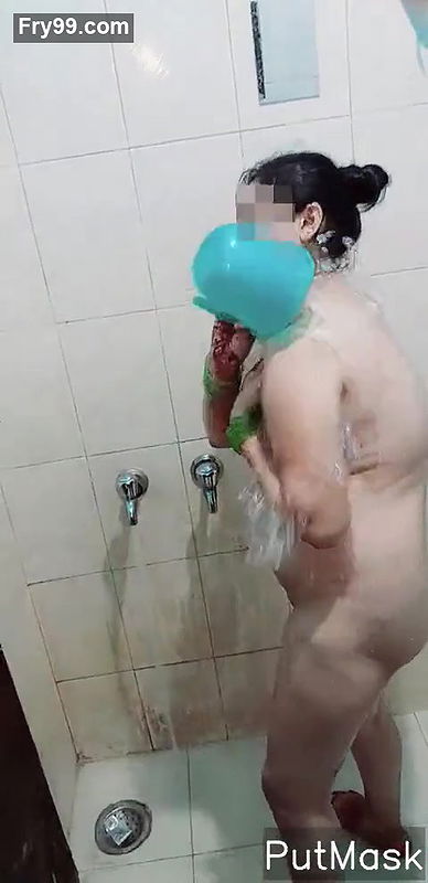 Newly married wife bathroom scene