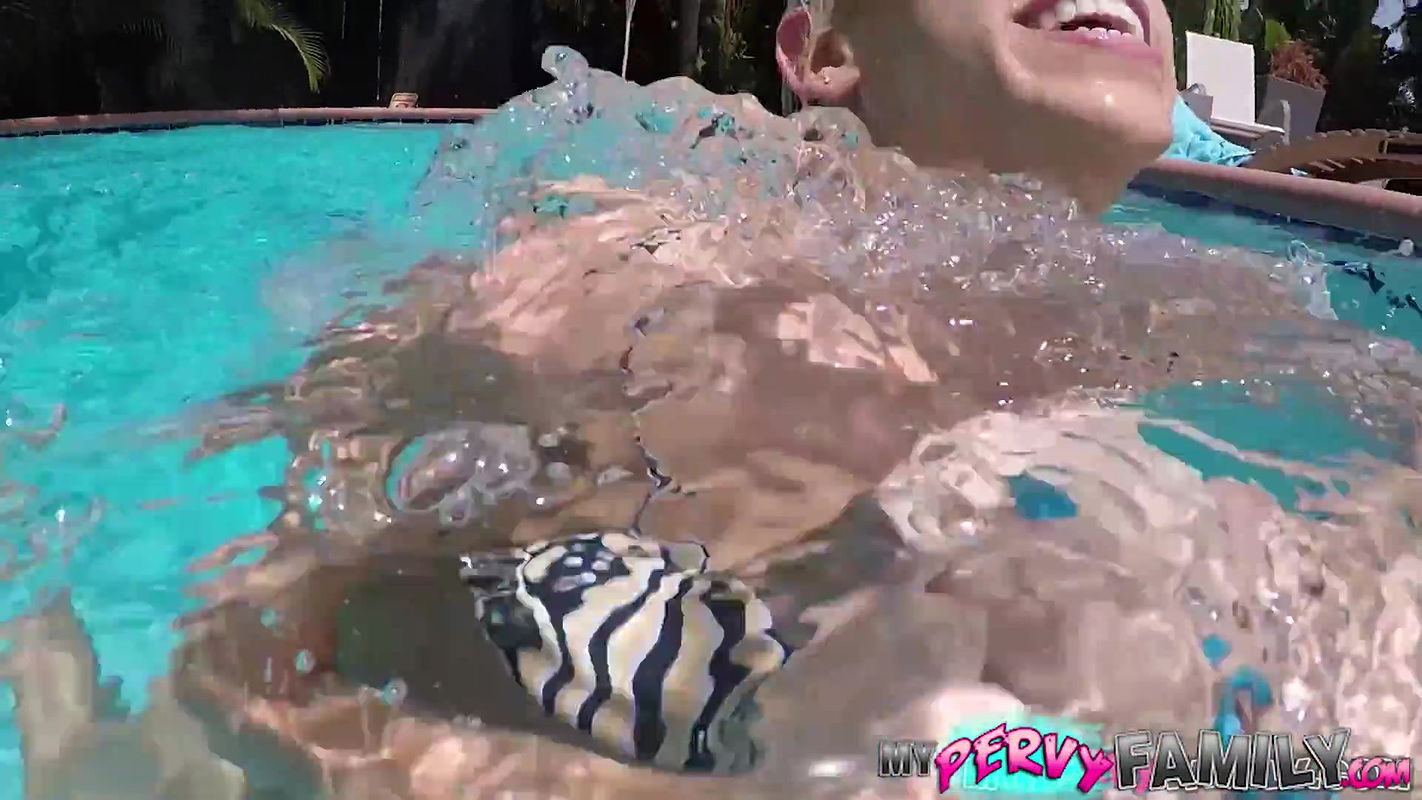 Hot Blonde Stepsister Khloe Fucks Brother in the Pool