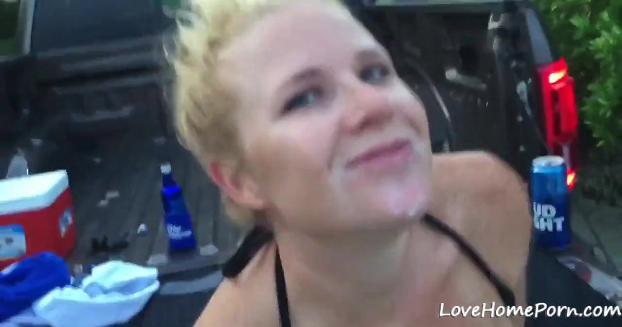 Blonde MILF fucked by two guys and got facials