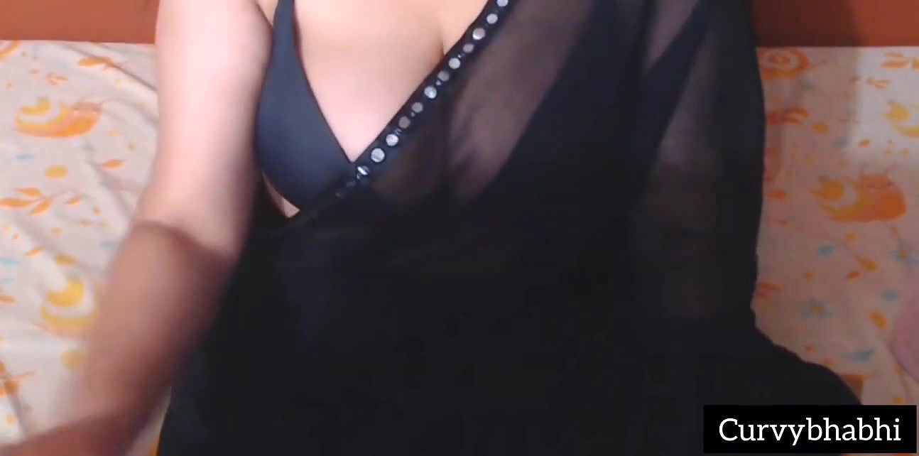 Desi sexy bhabhi in black saree