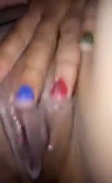 Very horny girl masturbating with clear talking