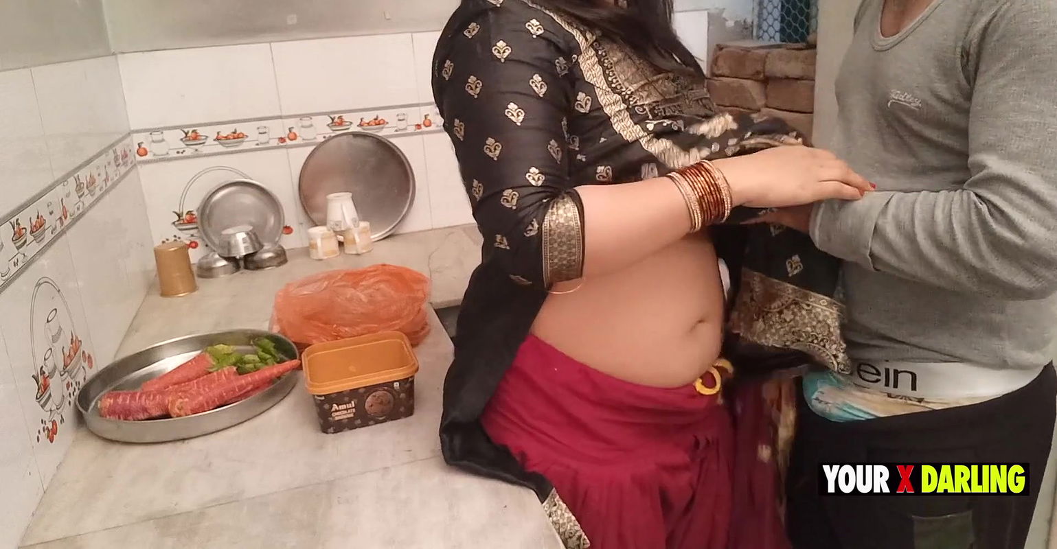 Punjabi Stepmom fucking in the kitchen when she make dinner for stepson