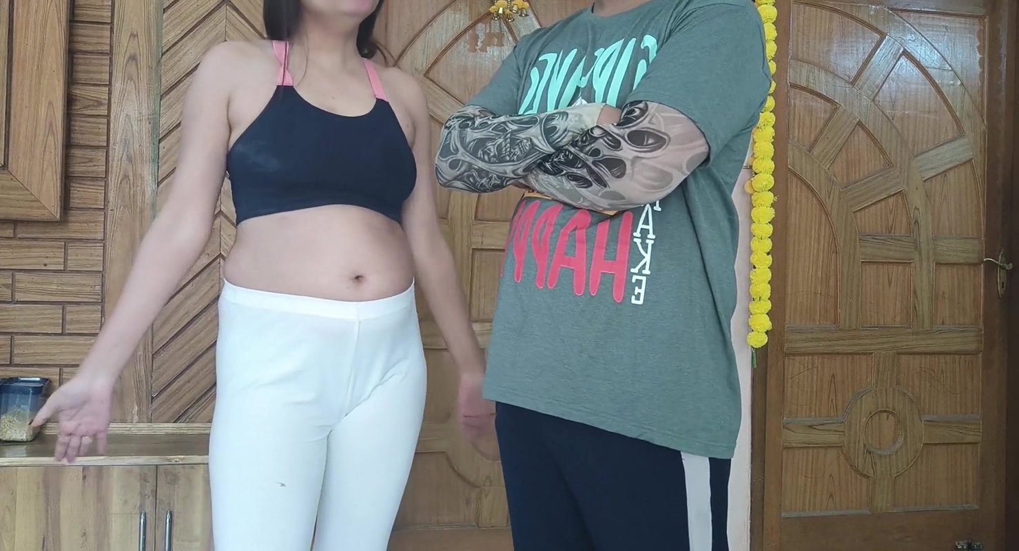 Teen tricked into getting naked for personal trainer and sucking his cock MORNING YOGA CLASS WITH SEXY STUDENT