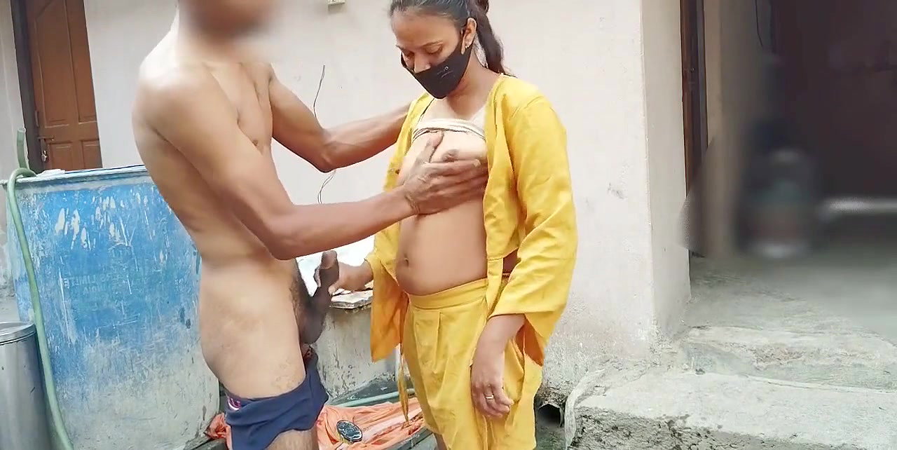 The Indian step-sister was washing clothes when she got wet pussy seeing step-brother’s fat dick