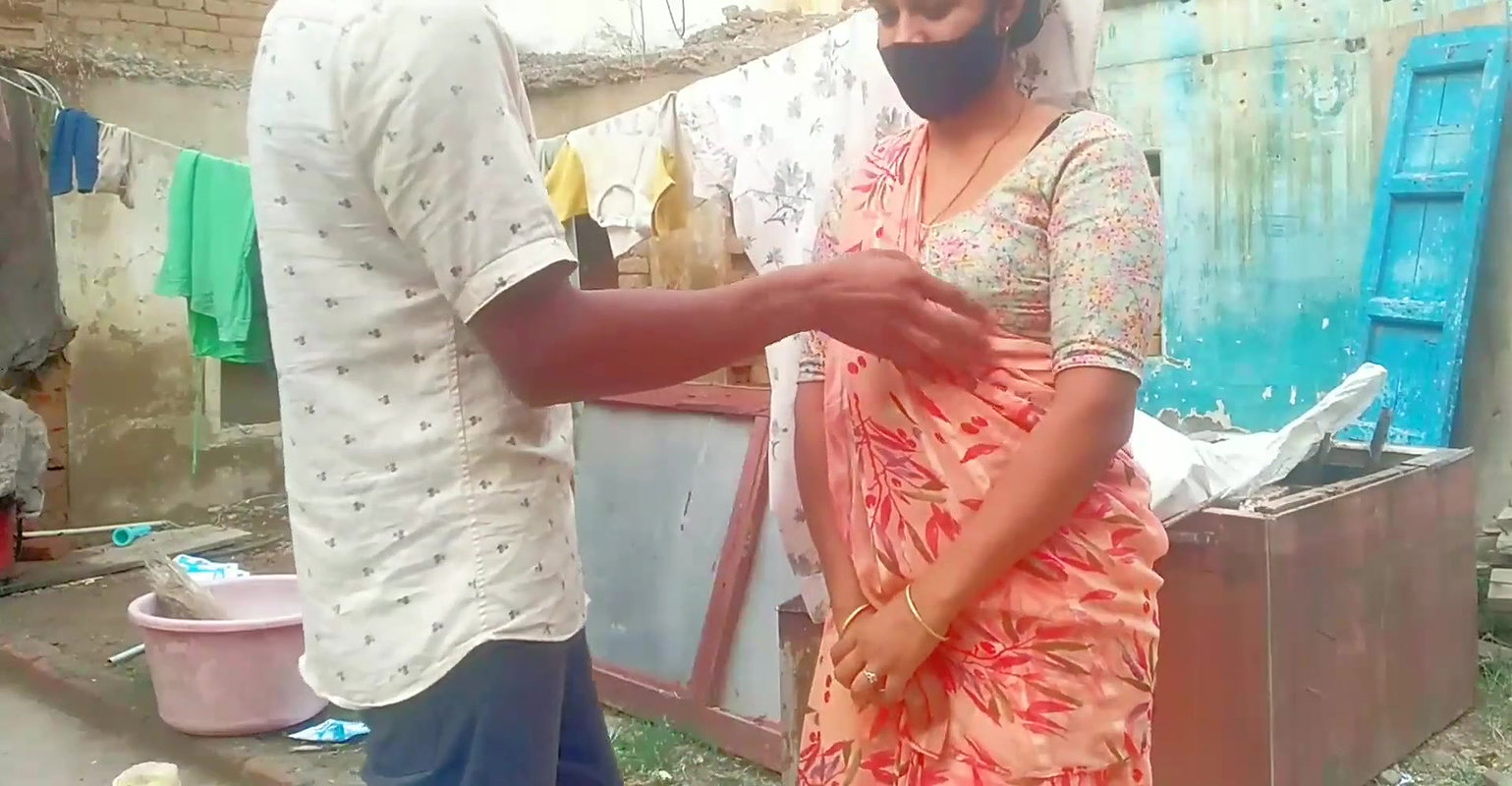 Stepsister was drying clothes, stepbrother went fr