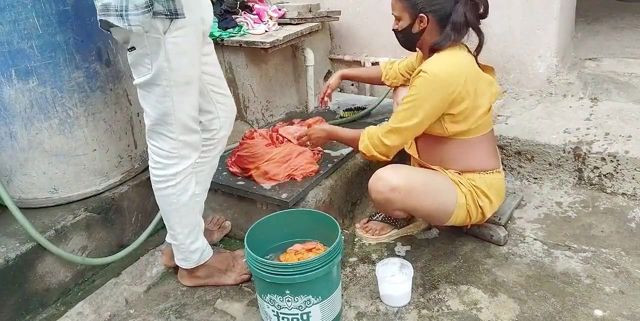 The Indian step-sister was washing clothes when sh