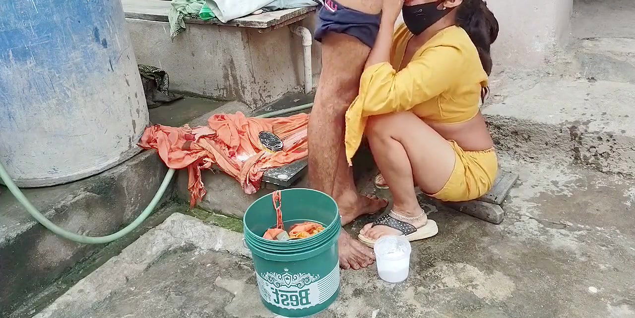 The Indian step-sister was washing clothes when sh