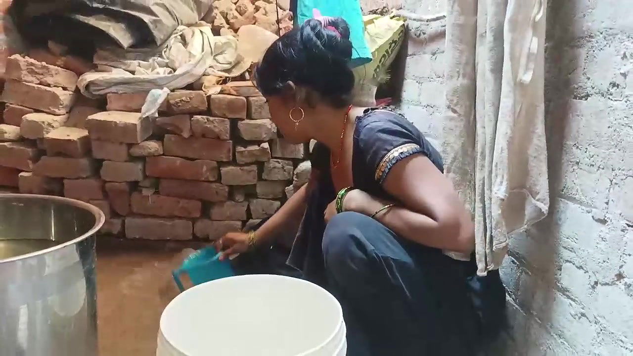 Sexy Village Wife Standing Fucking with Hubby in Washroom