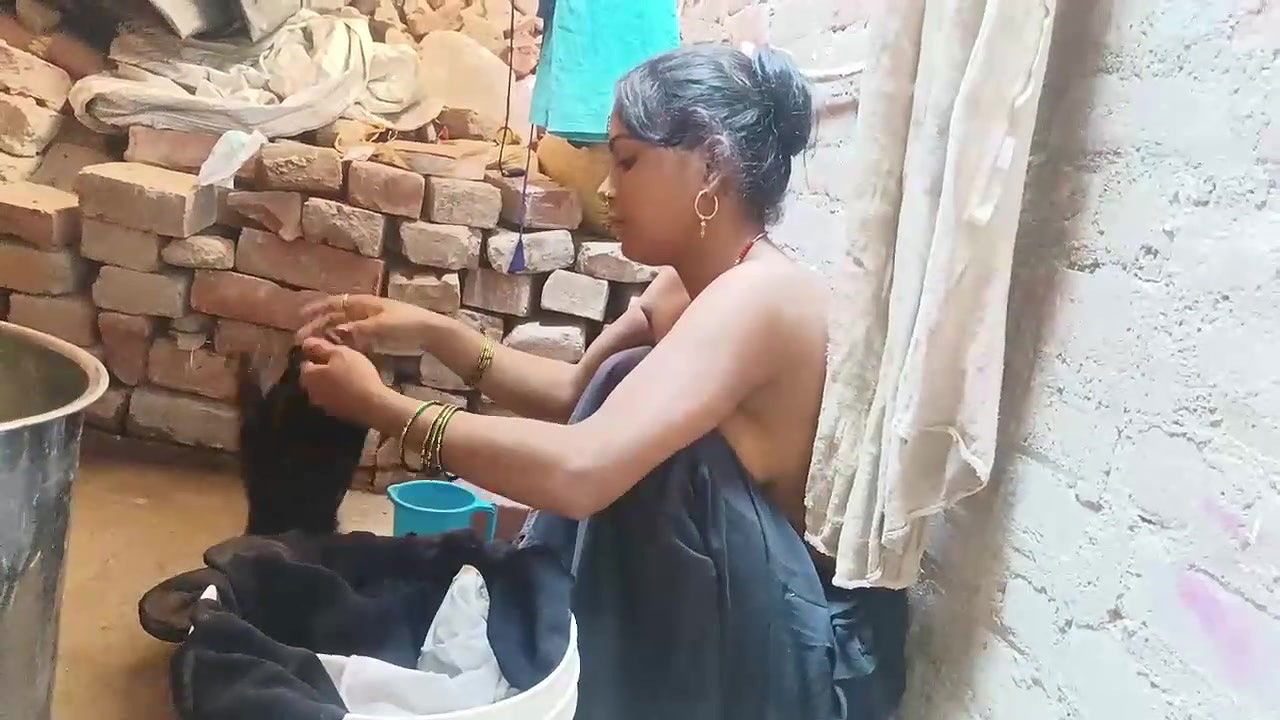 Sexy Village Wife Standing Fucking with Hubby in Washroom