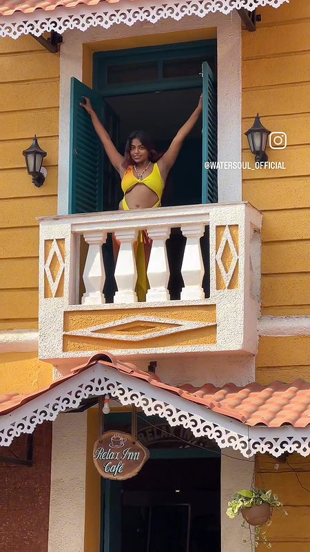 watersoul sexy boobs and pierced navel in yellow bikini