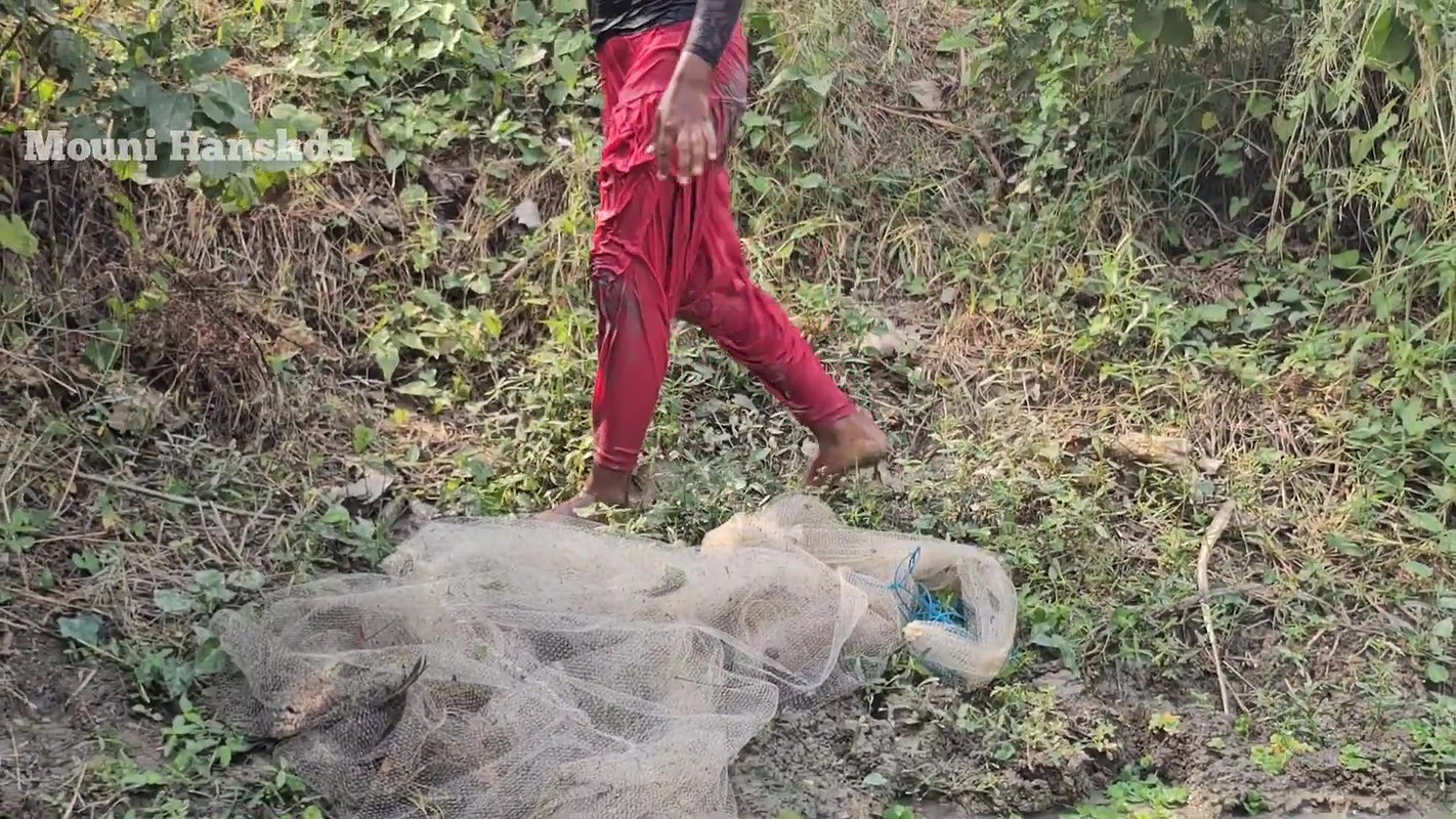 Amazing Village girl Mouni Net Fishing for big Car