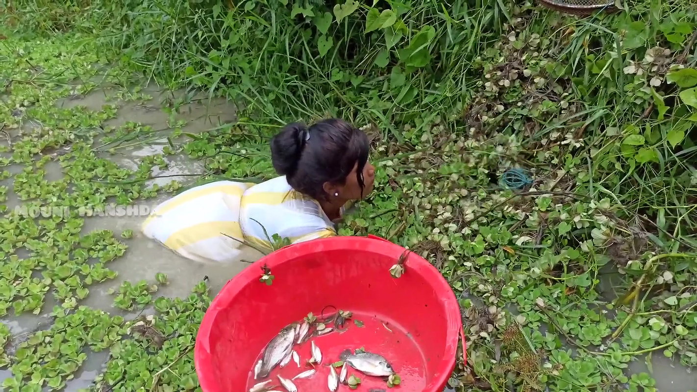 Amazing Village Lady Hand Fishing-da