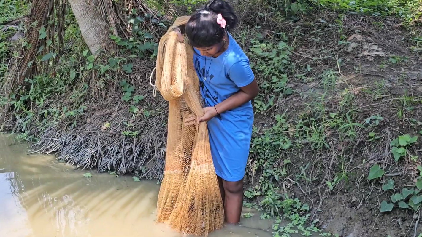 Mouni Hanshda incredible Net fishing in Village po