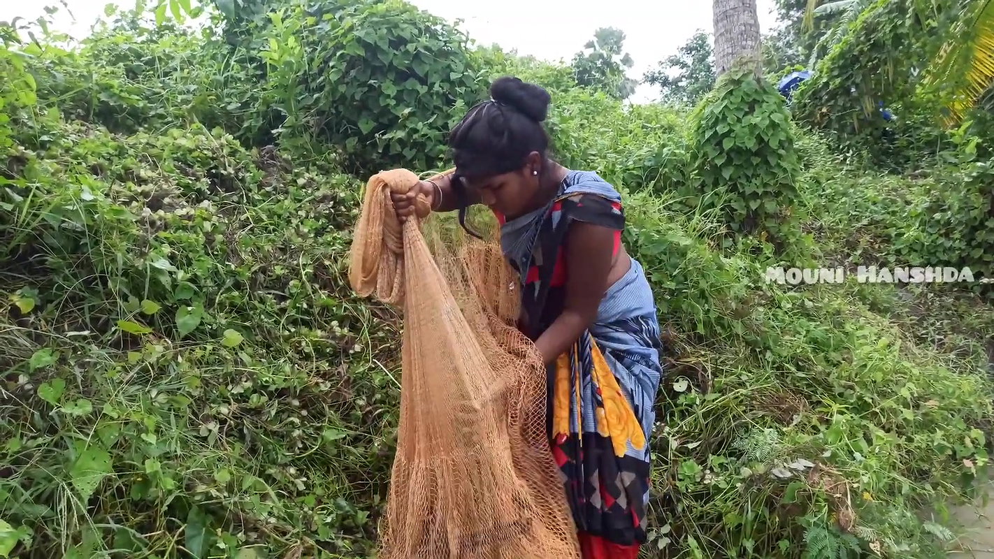 Village women caught Big barramundi Fis