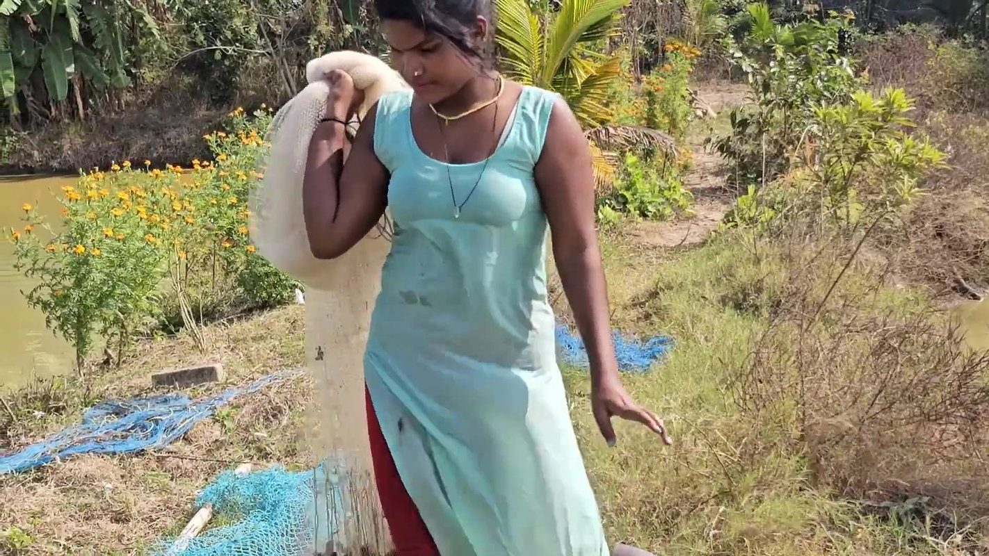 Village wife fishing video 2