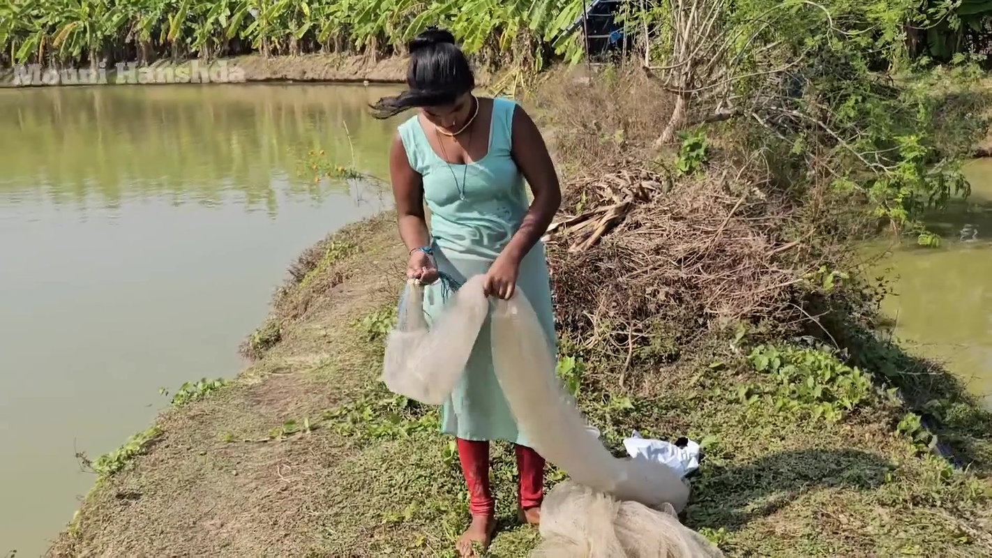 Village wife fishing video 2