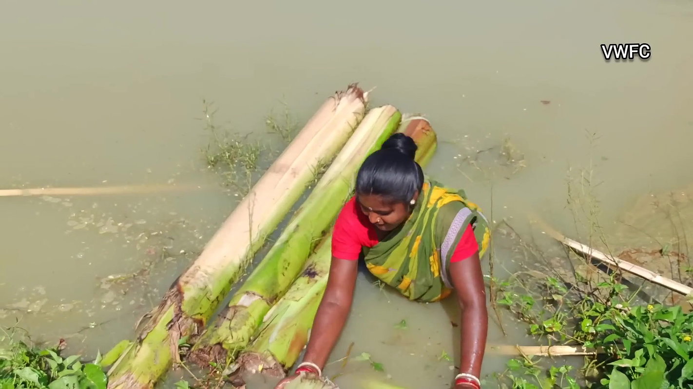 Amazing making of Banana plant Boat and fishing on