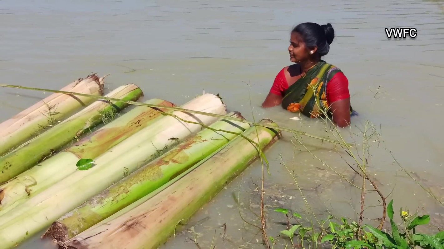 Amazing making of Banana plant Boat and fishing on