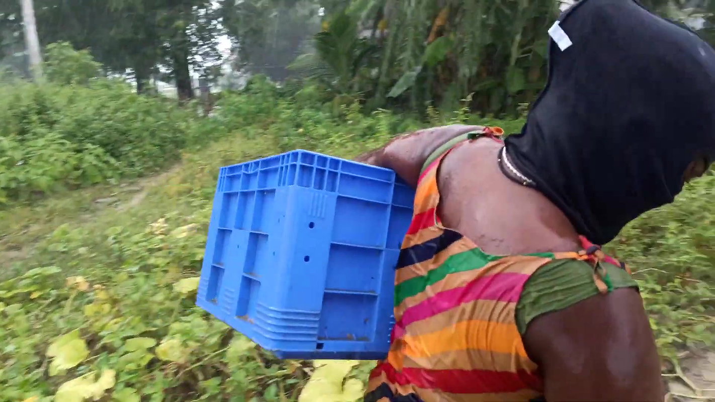 Amazing Masked Village Women fishing in the Rain