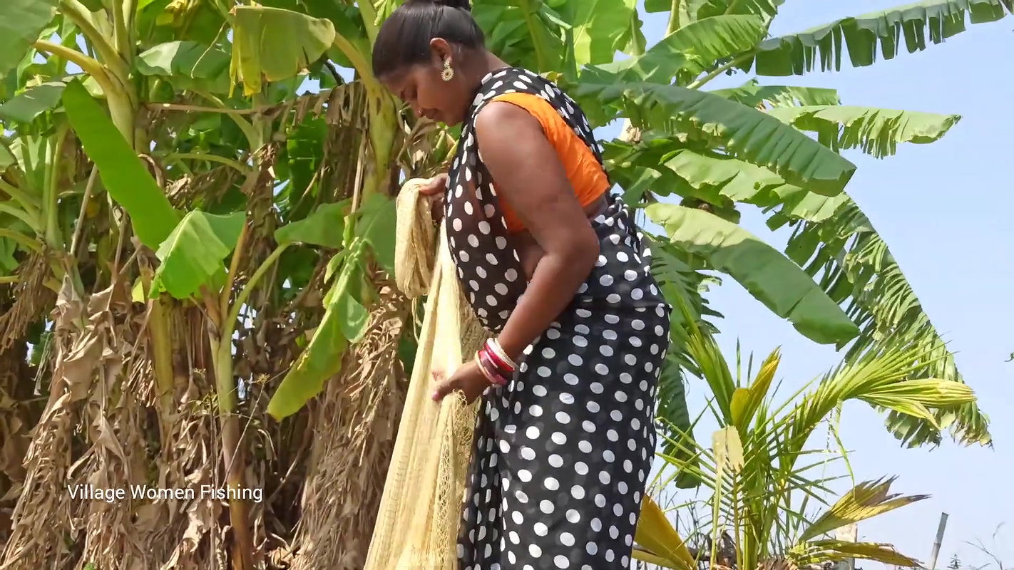 xAmazing net fishing by village women   Net Casting