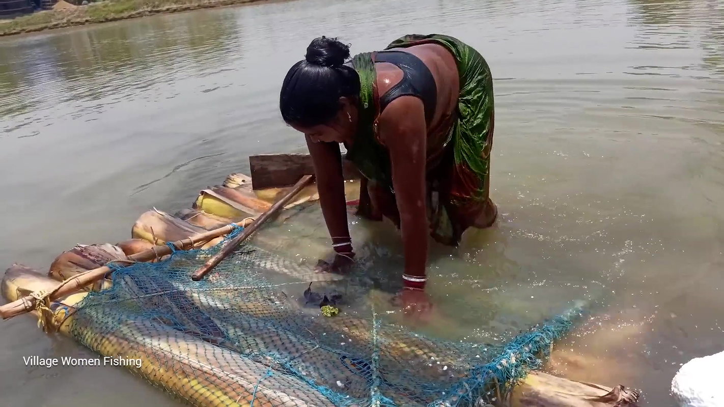 Amazing net fishing   Village women net fishing fl