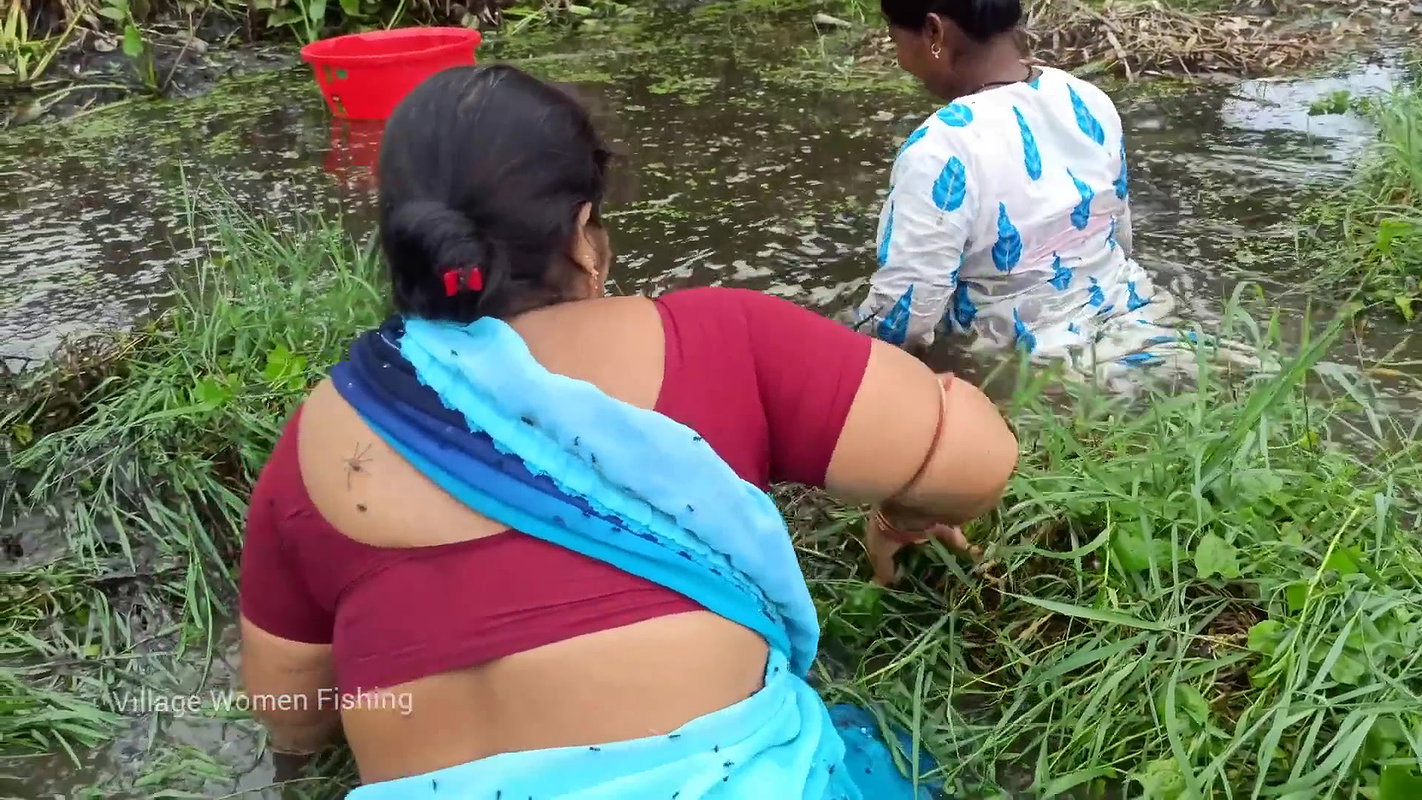 Amazing Village Women fishing in Amazon forest