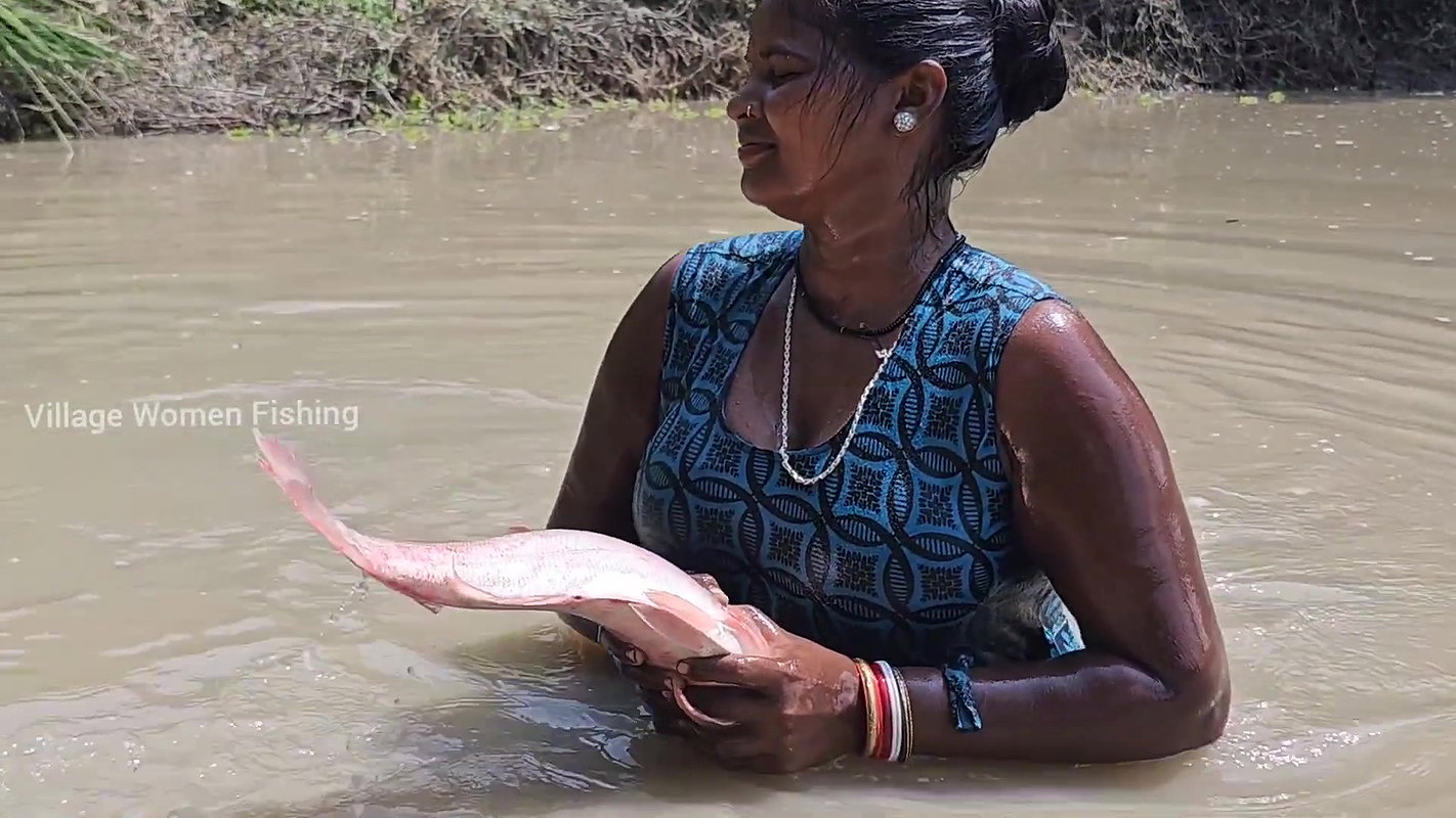 Amazing Village Women Fishing in Mud Water    Big