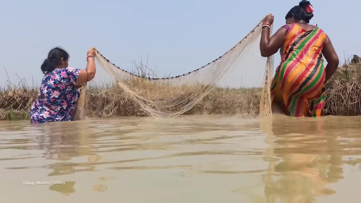 Amazing Village Women hand fishing   Simple catfis