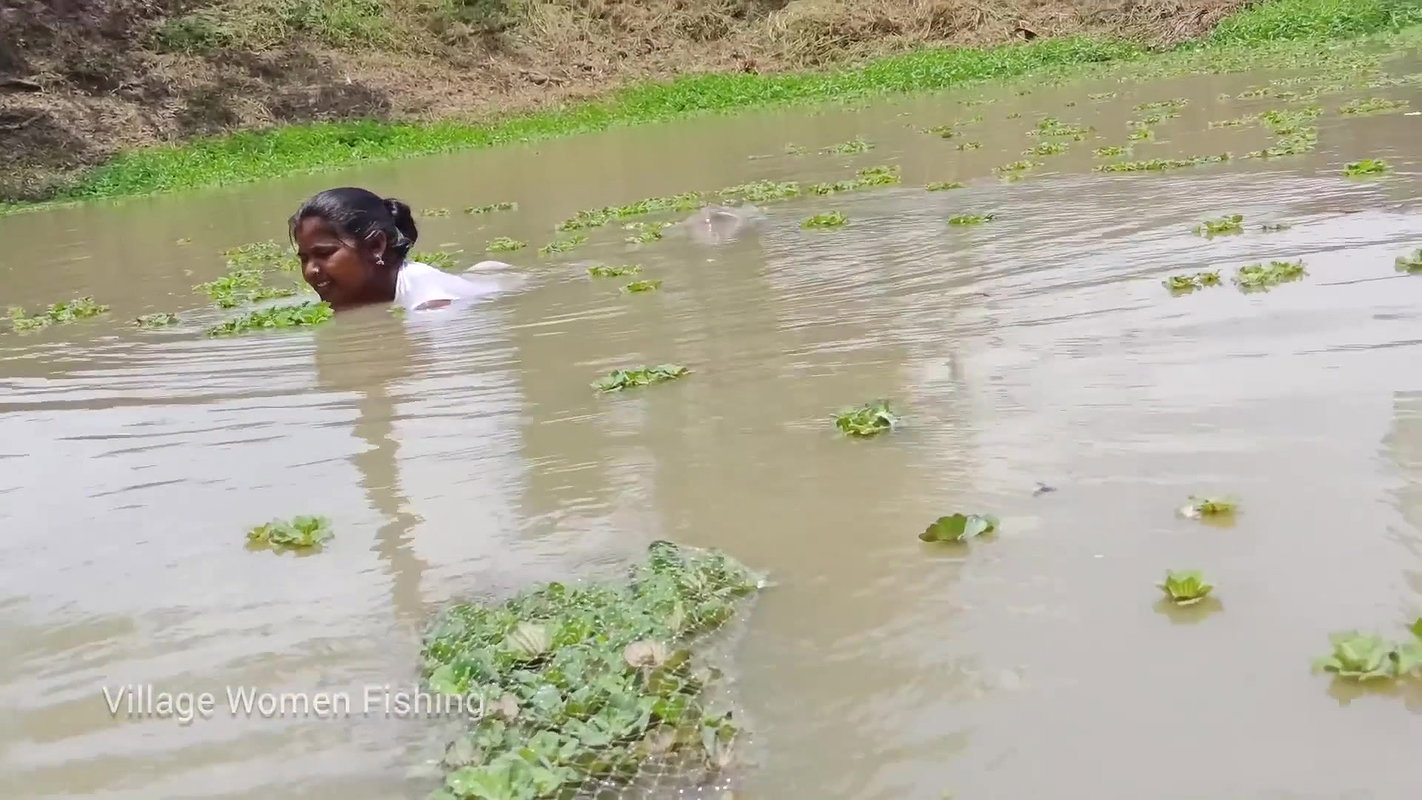 Amazing Village women Hand fishing   Village women