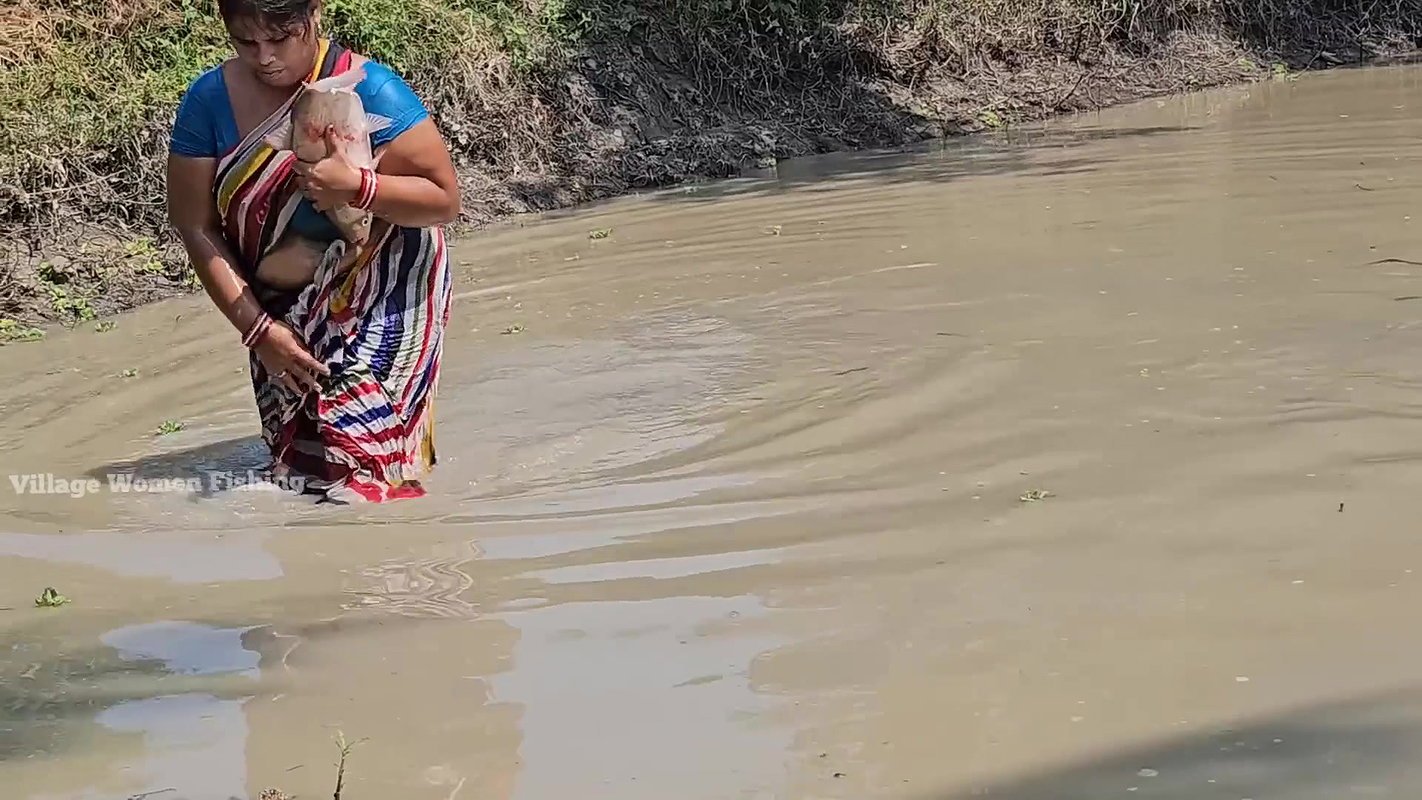 Amazing Village Women mud Water Fishing video    গ