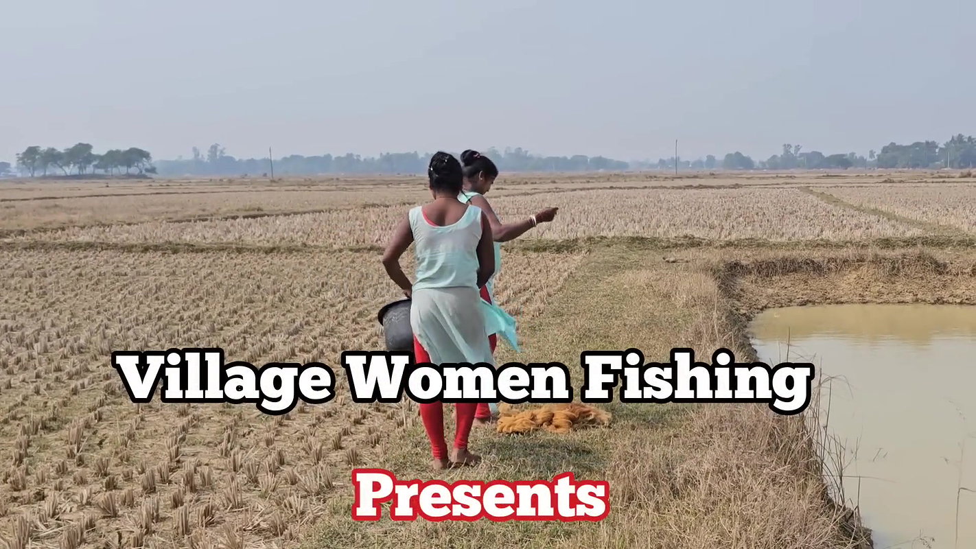 Amazing Village Women Net fishing in Muddy pond