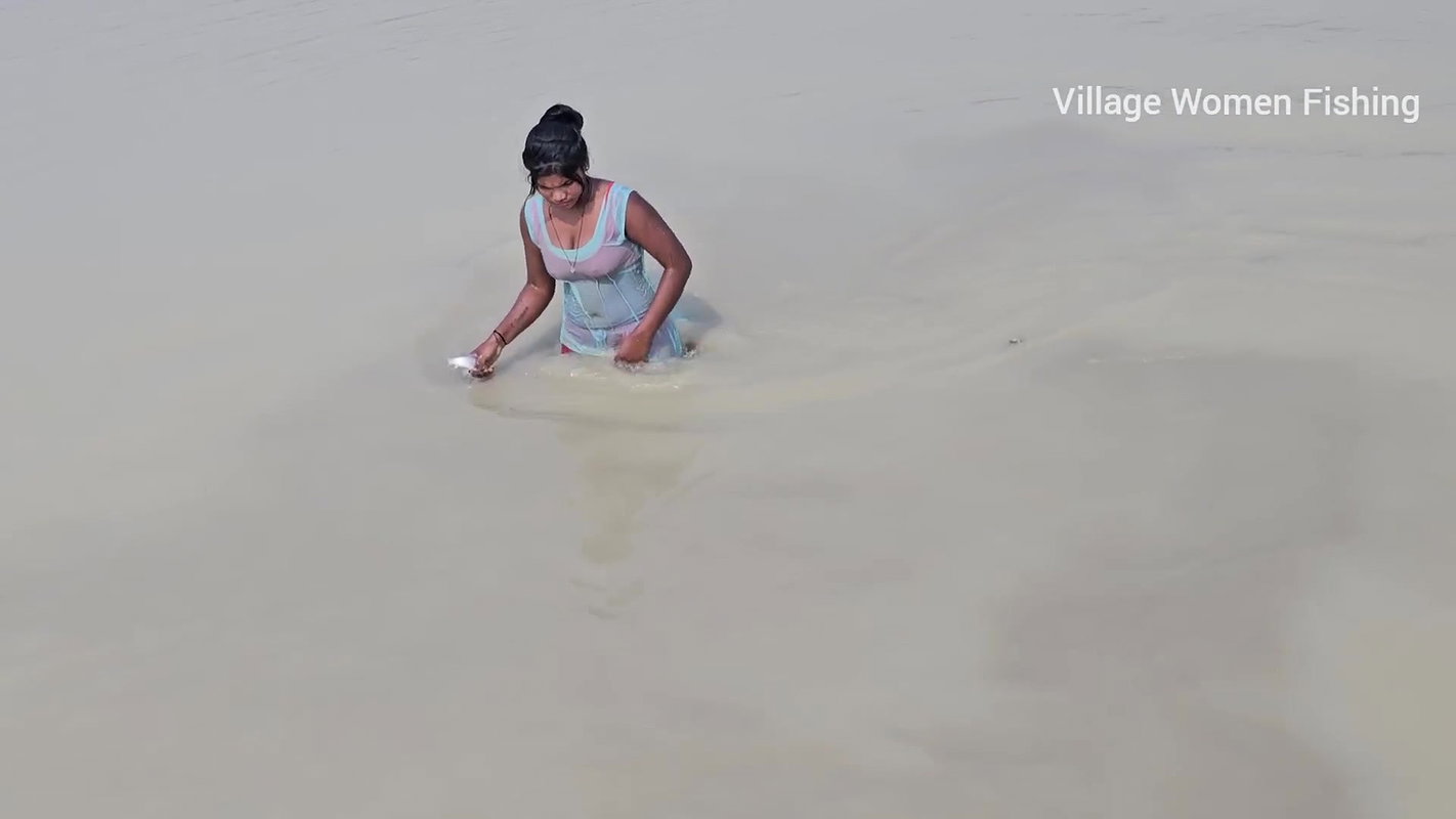Amazing Village Women Net fishing in Muddy pond