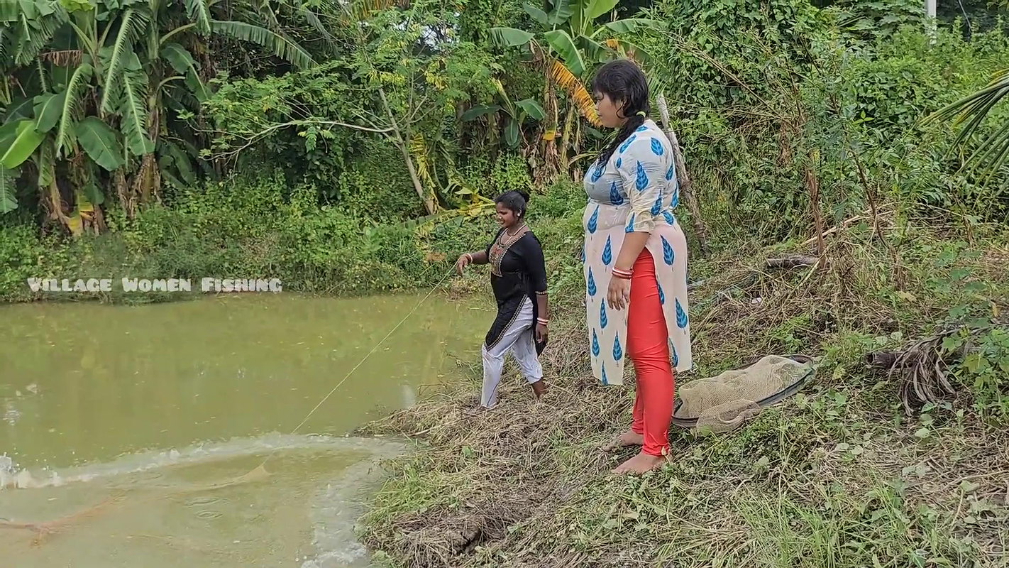 Amazing Village Women Net Fishing in Village fish