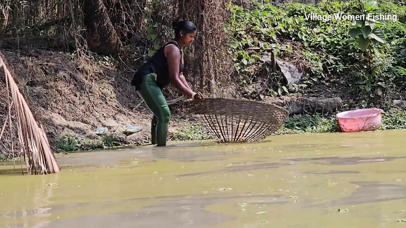 Amazing Village Women Net Fishing in Village pond