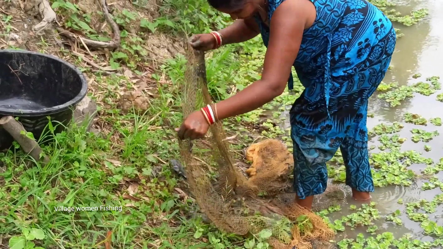Amazing Village women net fishing   Big Fish