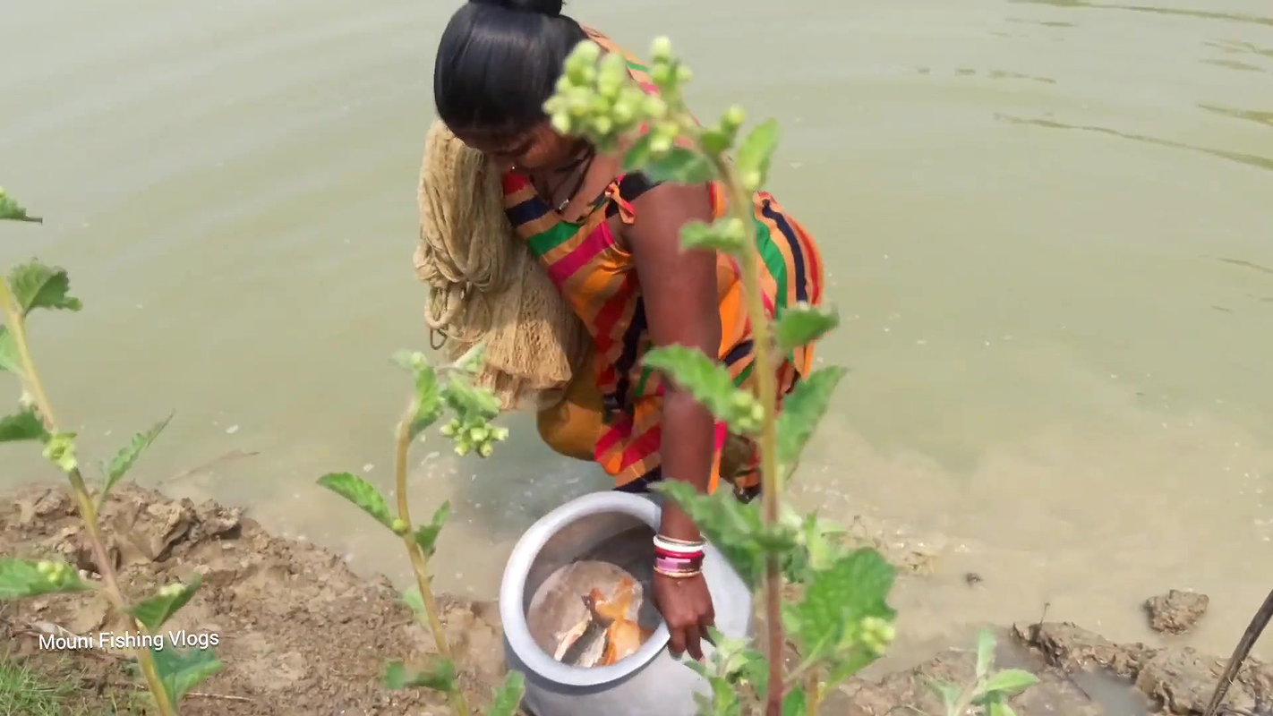 Amazing Village Women Net fishing   Mouni catching