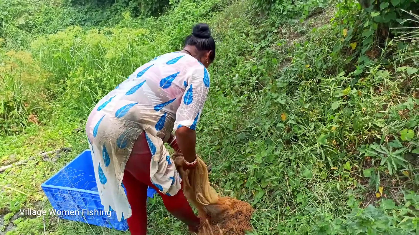 Amazing village women net fishing  Big catch