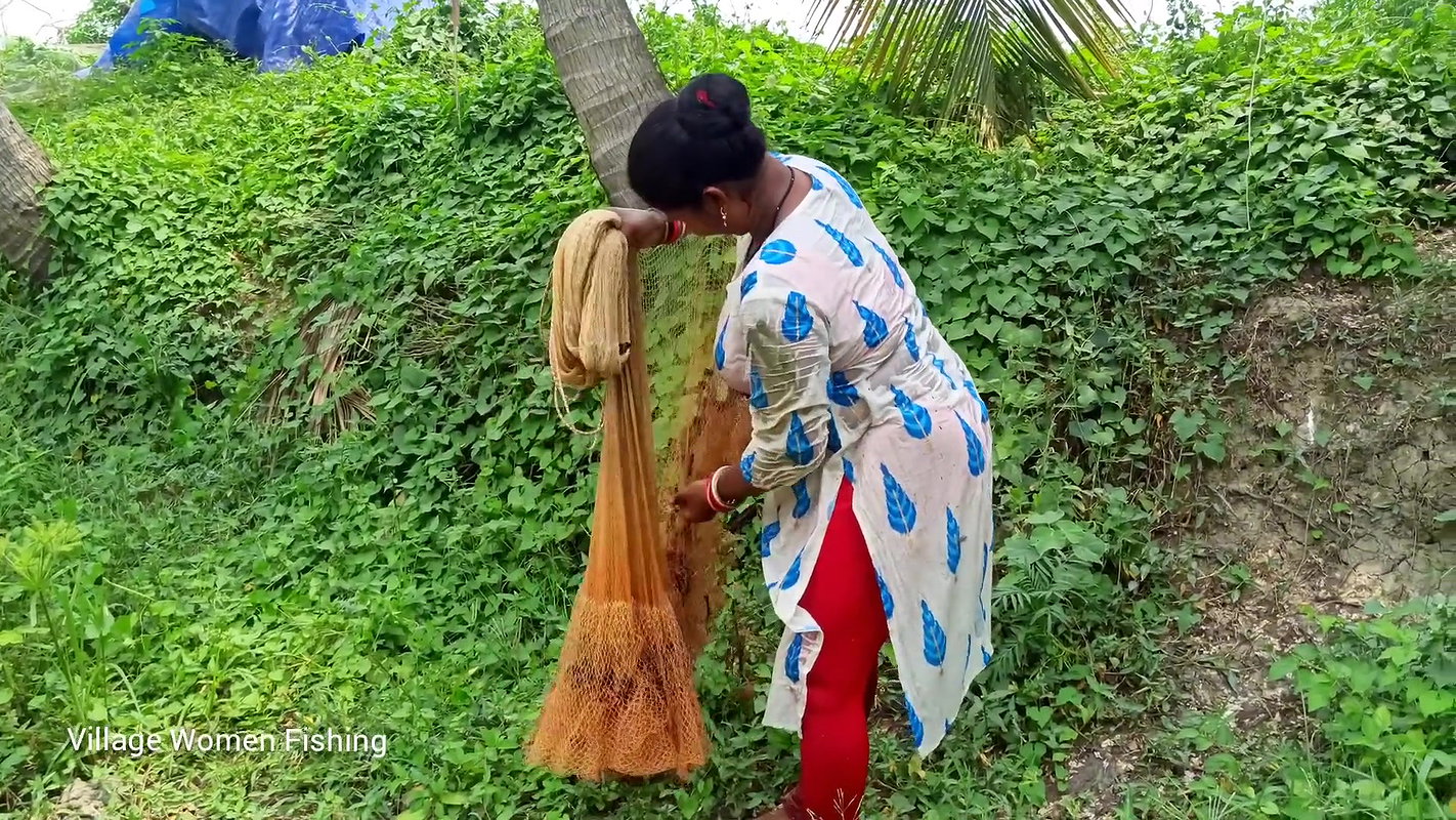 Amazing village women net fishing  Big catch