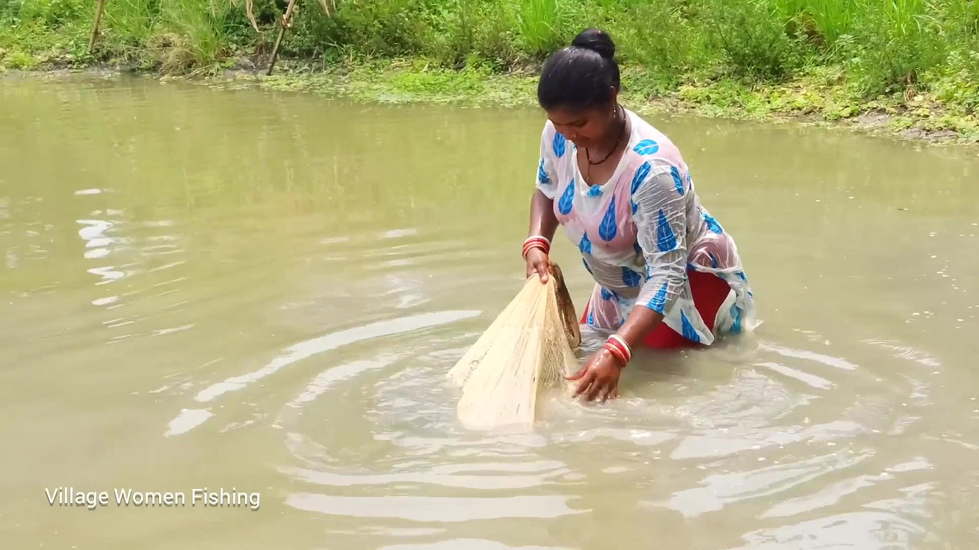 Amazing village women net fishing  Big catch