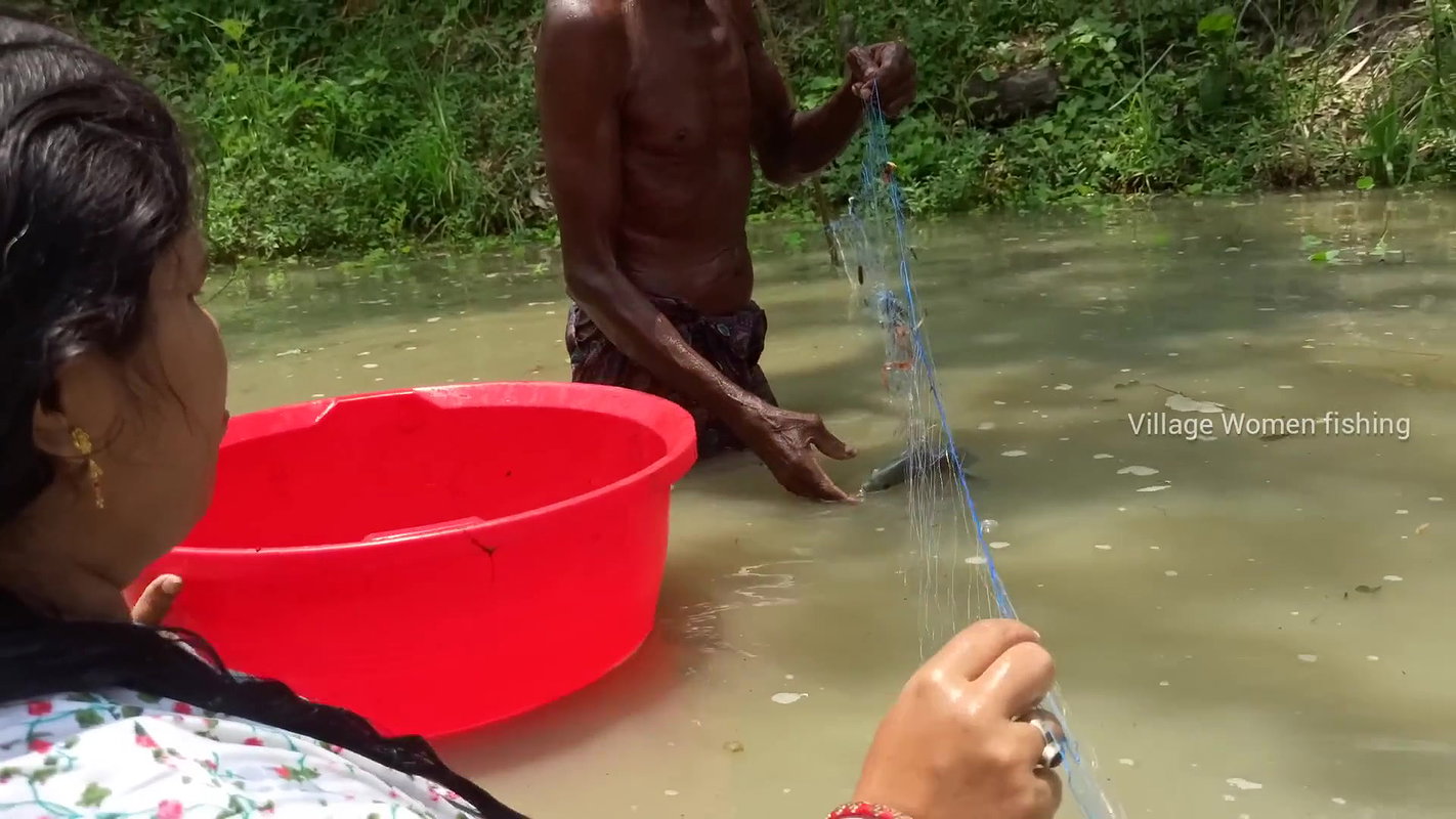Amazing Village women Traditional Fishing with Gra
