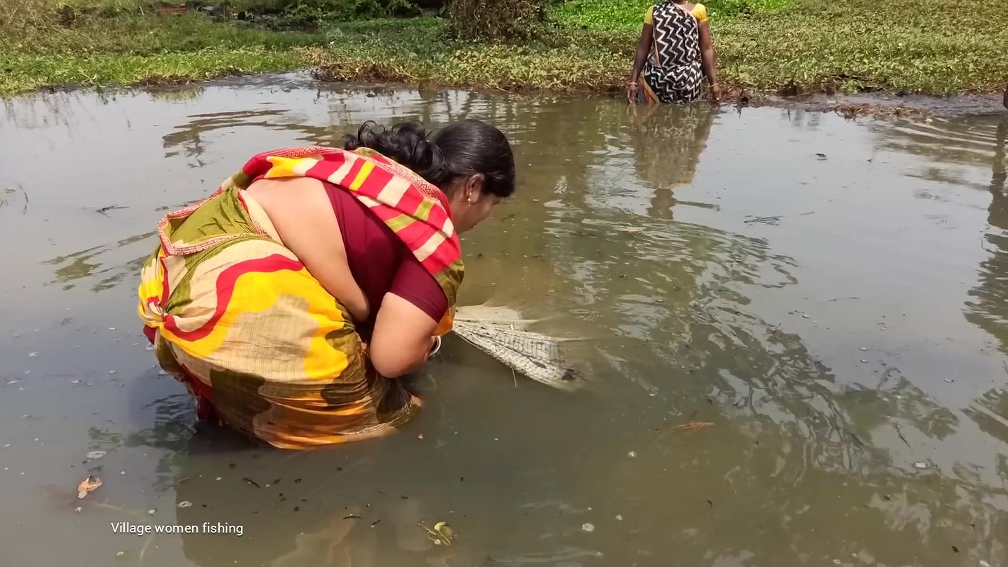 Amazing Village Women traditional hand fishing