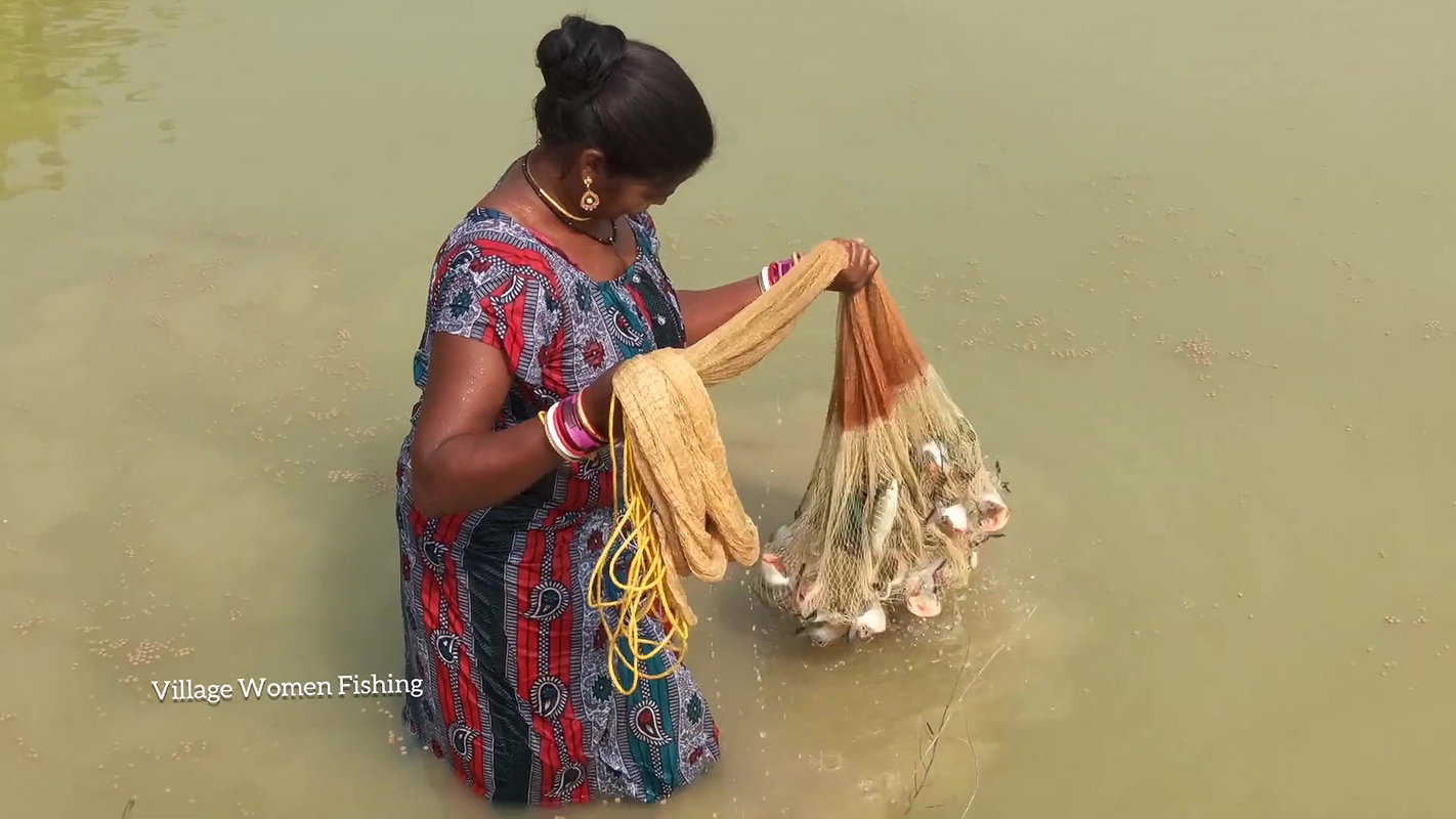 Amazing Village Women Traditional Net Fishing   Vi