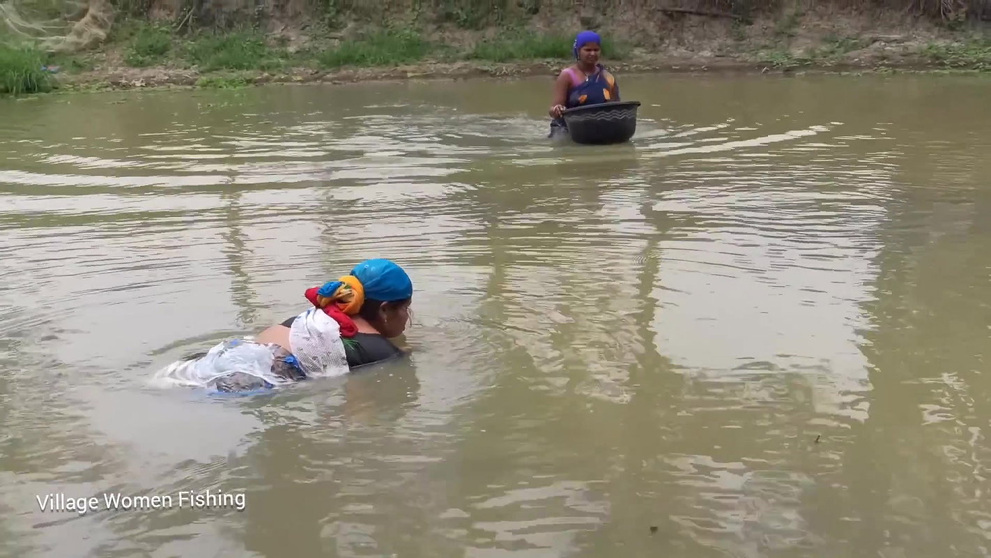 Best Women Net Fishing Video   Mouni fishing with